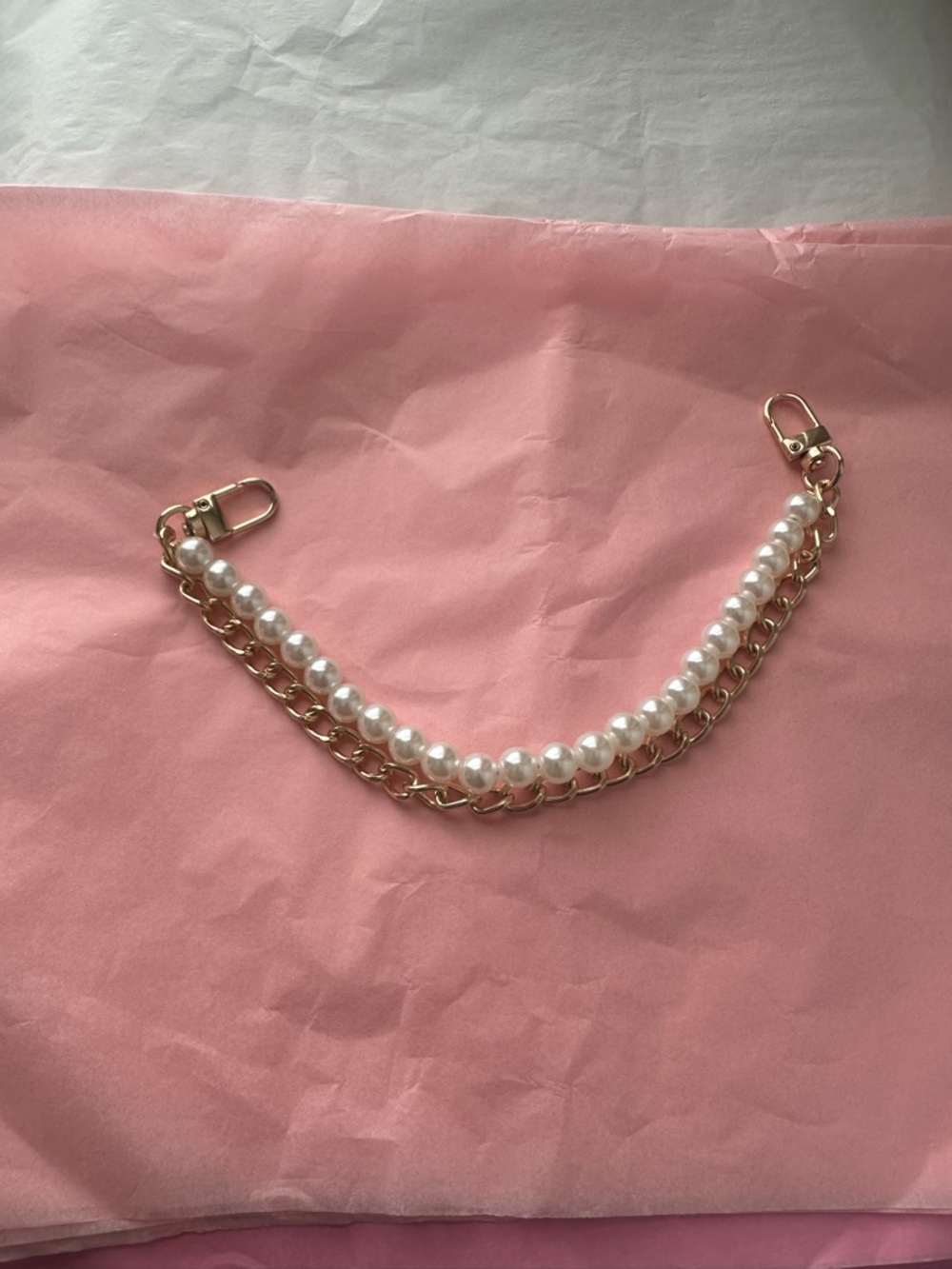 Pearl and Gold Chain Bag Strap